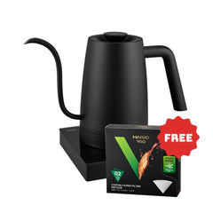 Hario Lyra Electric Coffee Drip Kettle (800ml) - Black  + FREE Meteor Filter Papers